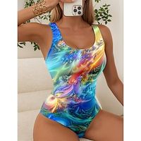 Dames Normaal Zwemkleding Een stukje Zwempak Opdrukken Grafisch Strand Kleding Vakantie Badpakken Lightinthebox - thumbnail