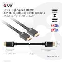 CLUB3D Ultra High Speed ​​HDMI™2.1 gecertificeerde kabel 4K120Hz, 8K60Hz 48Gbps M/V 4 Meter - thumbnail