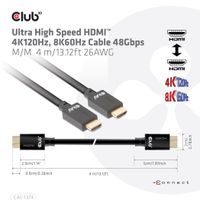 CLUB3D Ultra High Speed ​​HDMI™2.1 gecertificeerde kabel 4K120Hz, 144Hz 48Gbps M/V 4 Meter - thumbnail