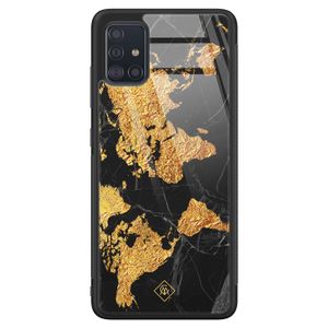 Samsung Galaxy A71 glazen hardcase - Wereldkaart