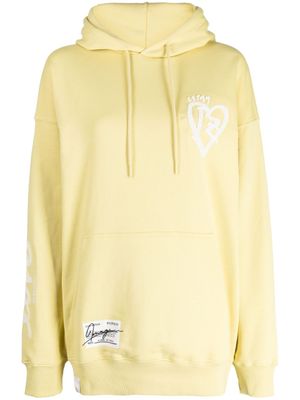 izzue hoodie en coton mélangé à logo brodé - Jaune