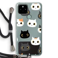 Katten: Pixel 5 Transparant Hoesje met koord