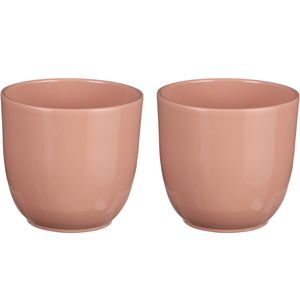 2x stuks plantenpot/bloempot Tusca - lichtroze - keramiek - D28/H25 cm