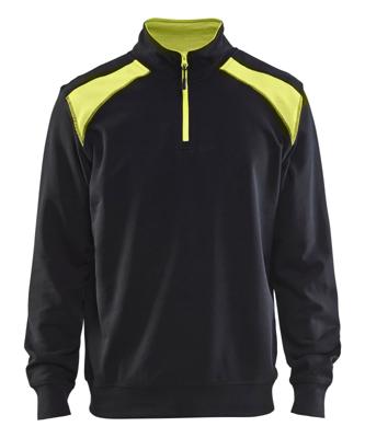 Blåkläder Sweatshirt bicolour met halve rits 33531158 | Zwart/High-Vis Geel | Maat XXL - 7330509597248