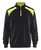 Blåkläder Sweatshirt bicolour met halve rits 33531158 | Zwart/High-Vis Geel | Maat M - 7330509597200 Blåkläder Sweatshirt bicolour met halve rits 33531158 | Zwart/High-Vis Geel | Maat M - 7330509597200
