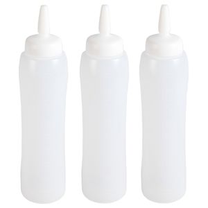 Doseerfles/sausfles 3x stuks transparant 100 cl/1 liter