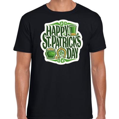 St. Patricks day thema t-shirt - zwart - voor heren - Happy St. Patricks day - Ierse feestdag St. Patricks day thema t-shirt - zwart - voor heren - Happy St. Patricks day - Ierse feestdag