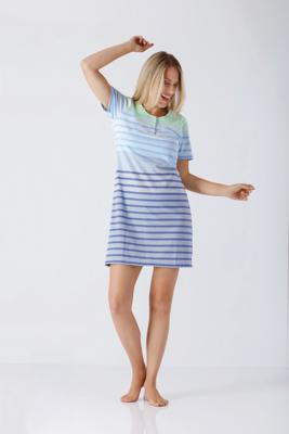 Blauw gestreept nachthemd Hajo