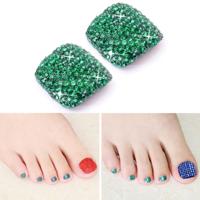 2 PC'S Crystal nep Nail Art Tips Rhinestone volledige dekking teennagels Decals stickers (NO: 18)