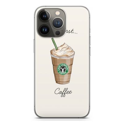 But first coffee: iPhone 13 Pro Transparant Hoesje