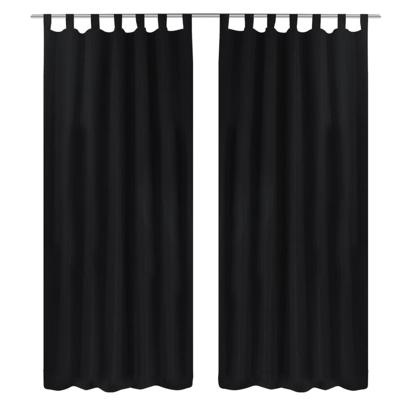 VidaXL Micro-satijnen gordijnen met ringen 140 x 245 cm 2 stuks (zwart)