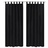 VidaXL Micro-satijnen gordijnen met ringen 140 x 245 cm 2 stuks (zwart)