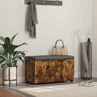 Halbank met kussen met opslag Gerookt eiken 80 x 38 x 46 cm