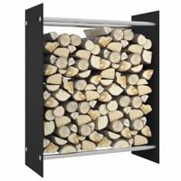 Haardhoutrek 80x35x100 cm gehard glas zwart