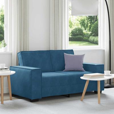 Tweezitsbank 120 cm fluweel blauw
