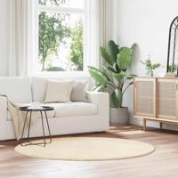 VidaXL Hoogpolig vloerkleed navarra 160x160 cm polyester crèmekleurig