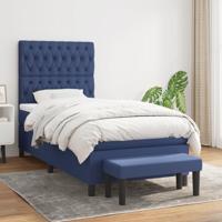 Boxspring met matras stof blauw 100x200 cm