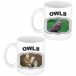 2x Dieren vogels Uilen prints drink mokken 300 ml - feest mokken