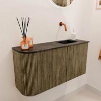 Toiletmeubel Mondiaz Joya Dlux | 81.6 cm | Meubelkleur Dusk | Faye wastafel Lava Wasbak Rechts | Zonder kraangat(en)