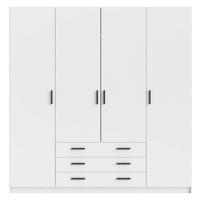 Leen Bakker - Kledingkast Sprint 4-deurs - 200x196x50 Cm - Spaanplaat - Wit