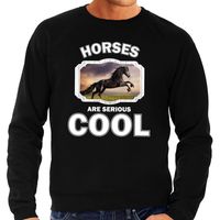 Sweater horses are serious cool zwart heren - paarden/ zwart paard trui 2XL  -