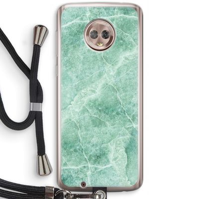 Groen marmer: Motorola Moto G6 Transparant Hoesje met koord