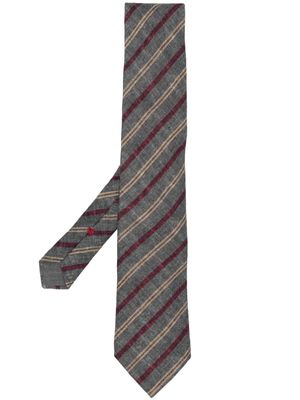 Brunello Cucinelli cravate rayée en laine - Gris