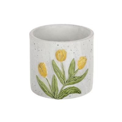 Bloempot Tulp geel Ø12,5xH11,3cm