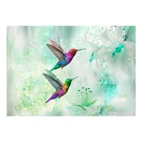 Fotobehang - Colourful Hummingbirds Green 100x70cm - Vliesbehang - thumbnail
