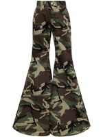 VETEMENTS camouflage-print flared trousers - Vert - thumbnail