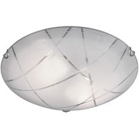 LED Plafondlamp - Plafondverlichting - Trion Sandra - E27 Fitting - 2-lichts - Rond - Mat Wit - Glas