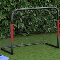 VidaXL Voetbaldoel met net 90x48x71 cm staal rood en zwart