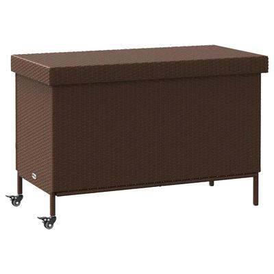Tuinbox met wielen 110x55x73 cm poly rattan bruin