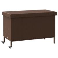 Tuinbox met wielen 110x55x73 cm poly rattan bruin