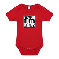 Straight outta mommy geboorte cadeau / kraamcadeau romper rood voor babys 92 (18-24 maanden)  - - thumbnail