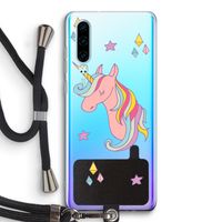 Roze eenhoorn: Huawei P30 Transparant Hoesje met koord