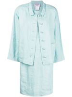 CHANEL Pre-Owned ensemble robe-blazer en lin à boutons CC (années 1996) - Bleu