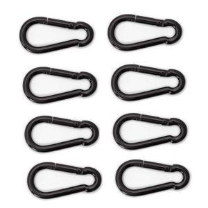 Karabijnhaak - 8x - zwart - staal - 6 cm - carabiner - 120 kg draagkracht