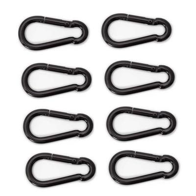 Karabijnhaak - 8x - zwart - staal - 6 cm - carabiner - 120 kg draagkracht