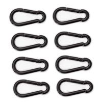 Karabijnhaak - 8x - zwart - staal - 6 cm - carabiner - 120 kg draagkracht