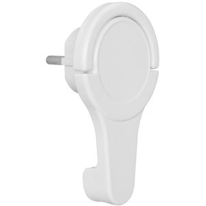 Design platte stekker wit 8mm met handige trekring exclusief snoer