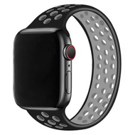 Solo Loop Sportbandje - Maat: M - Zwart + Grijs - Geschikt voor Apple Watch 42mm / 44mm / 45mm / 49mm