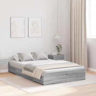 Opbergbedframe met lade Grijs sonoma 120 x 200 cm Bewerkt hout