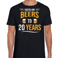 Cheers and beers 20 jaar verjaardag cadeau t-shirt zwart voor heren