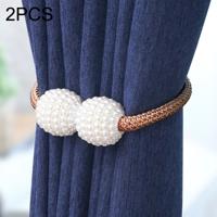 2 PC's Fashion versieringen parel magnetische sluiting gordijn Strap(Coffee) 2 PC's Fashion versieringen parel magnetische sluiting gordijn Strap(Coffee)