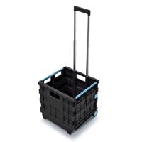 Boodschappen trolley met opvouwbare krat - zwart - kunststof - 25 Liter - 40 x 40 x 96 cm - thumbnail