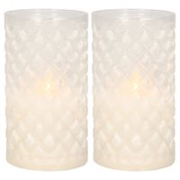 2x stuks luxe led kaarsen in glas D7,5 x H12,5 cm - LED kaarsen