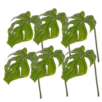 Kunstplant Monstera tak - 6x - bladgroen steel - 55 cm - gatenplant takken Kunstplant Monstera tak - 6x - bladgroen steel - 55 cm - gatenplant takken