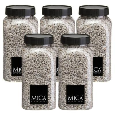 Mica Decorations decoratie stenen/granulaat - 5x - 650ml - lichtgrijs - hobby steentjes
