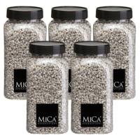 Mica Decorations decoratie stenen/granulaat - 5x - 650ml - lichtgrijs - hobby steentjes
